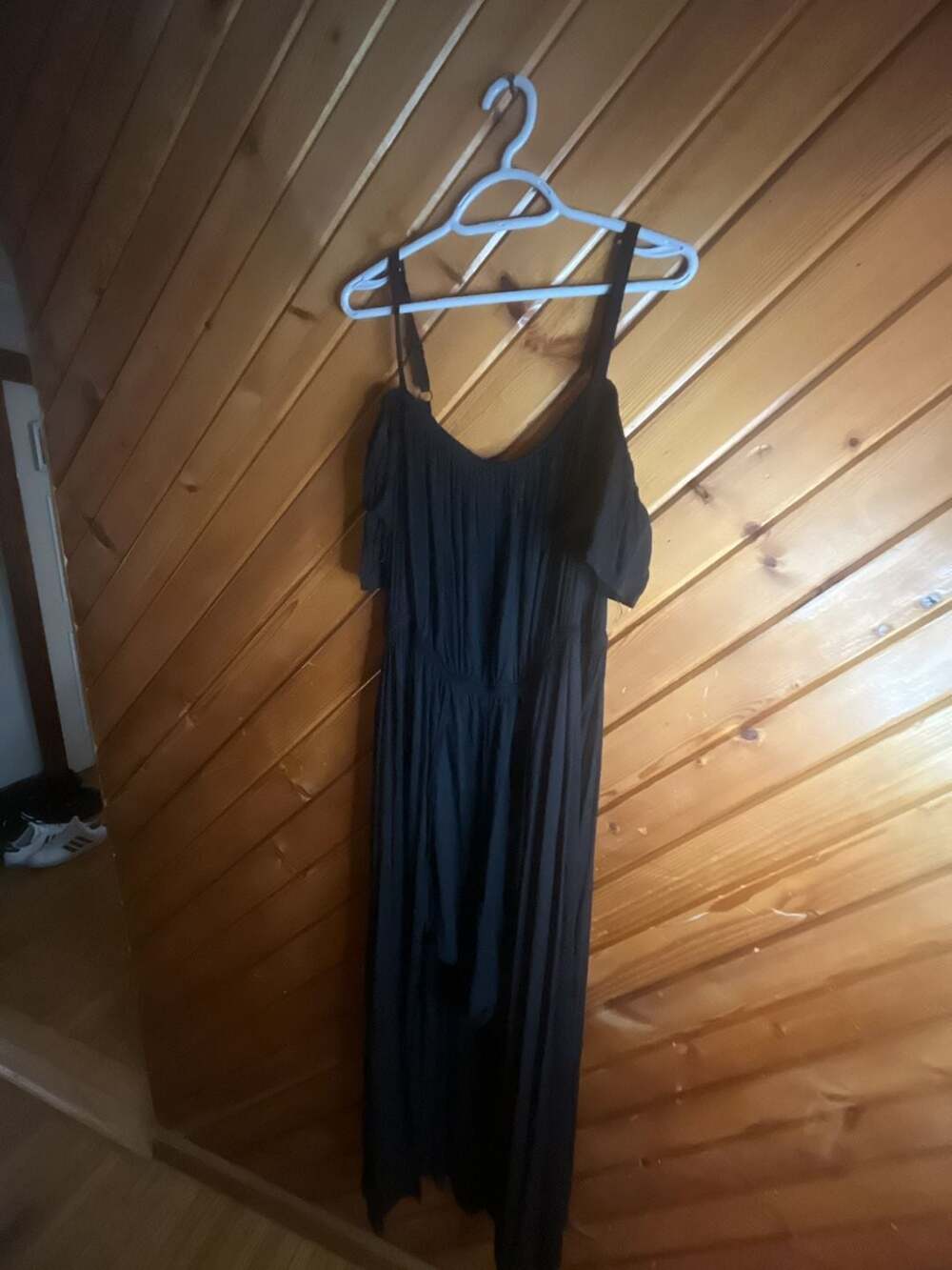 Torrid Black Cold Shoulder Ruffle Sleeve High-Low Jumpsuit Size 2